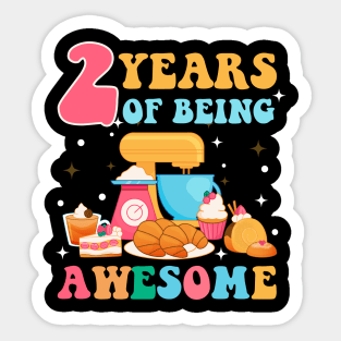 2 Years Of Being Awesome Tee 2nd Baking Birthday Gift Leopard Girl Birthday Tee Baking Party Outfit Sticker